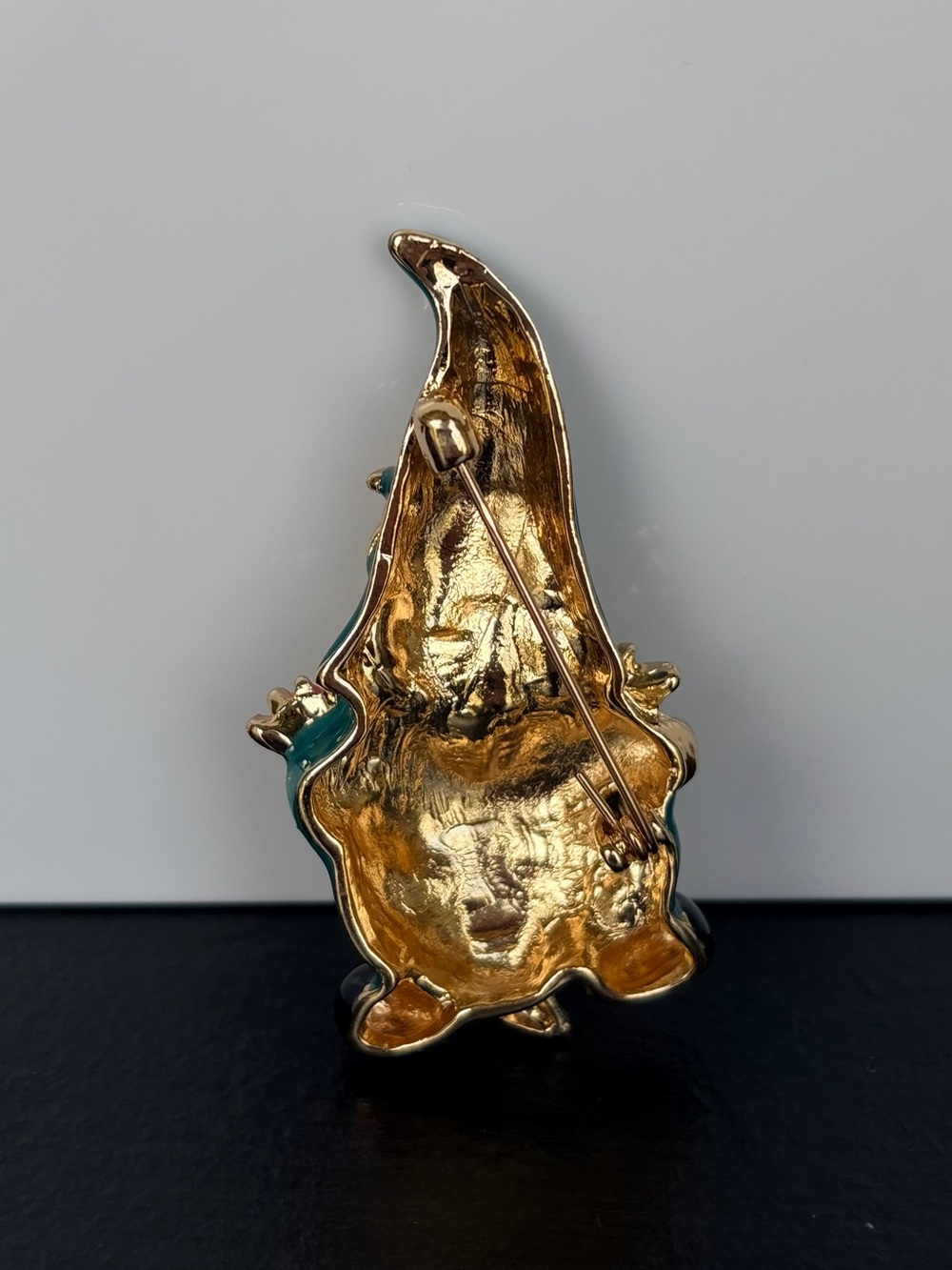 Teal Floral Gnome Enamel Brooch - Picture 4 of 5